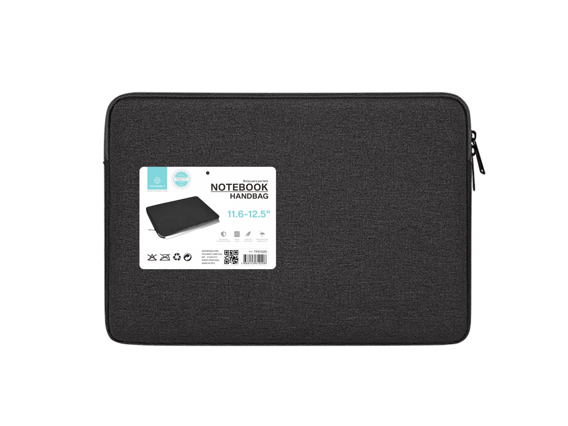 Mala para computador portátil Techancy TW2777, Preto, 11,6/12,5 polegadas, mala para tablet